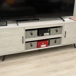 70 in. Contemporary Slate Gray TV Stand alder white