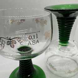 Set of 2 Vintage German Green Zwiesel Beehive Stem