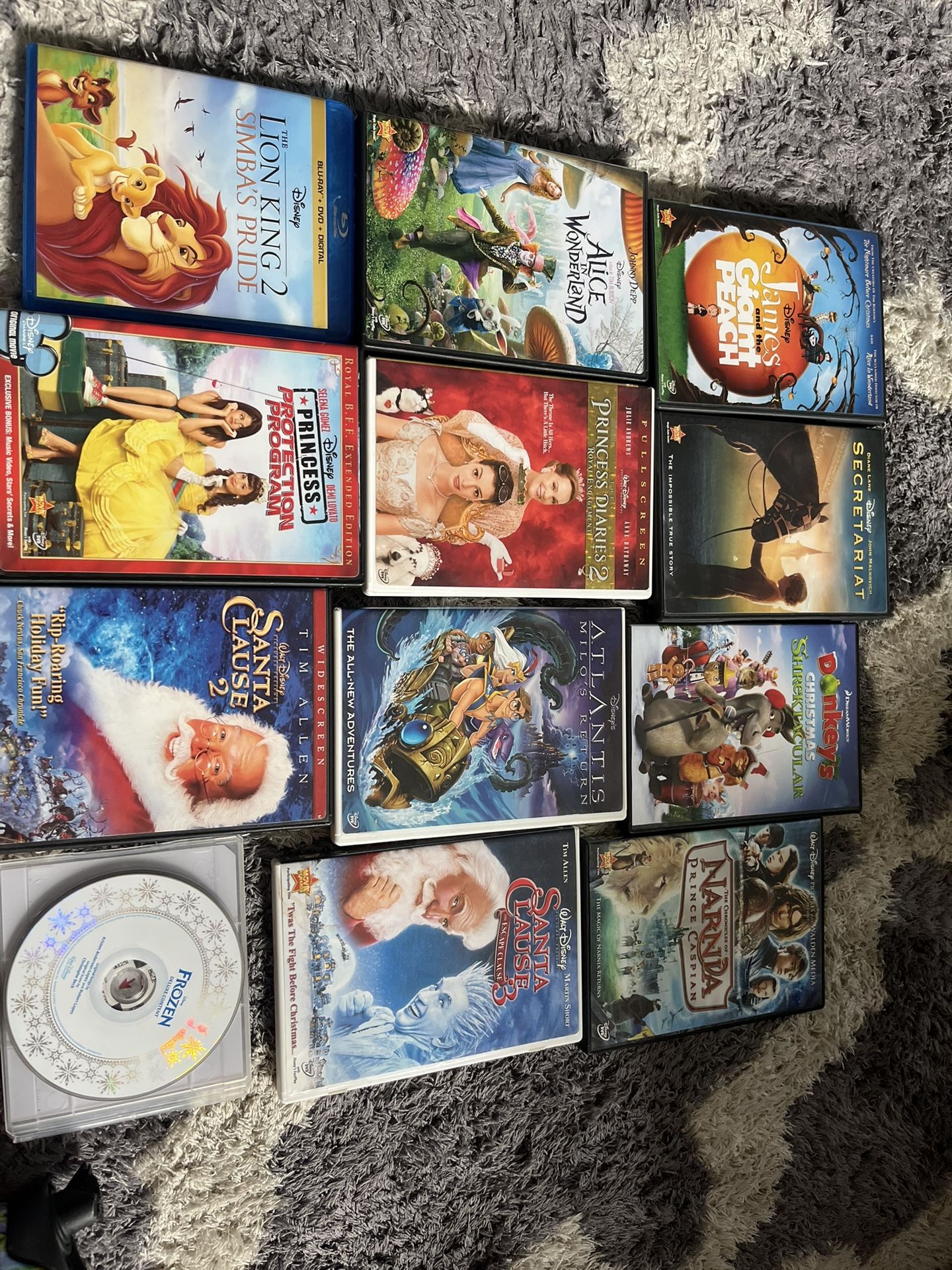 Lot of 12 Disney DVDs – Lion King 2, Frozen, Santa Clause, Alice in Wonderland, Narnia, Atlantis, More!
