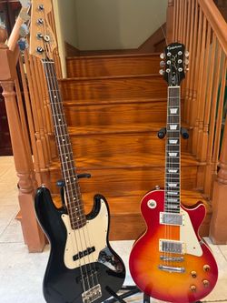 Fender MIM Jazz Bass (Mint) Epiphone Les Paul Standard Pro