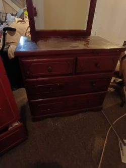 Vintage Wooden Dresser with Mirror