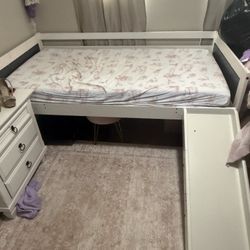 Twin Bed, Mattress, And Nightstand 