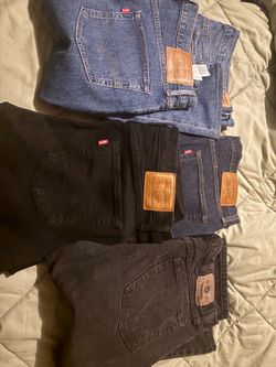 4 pair men’s  Levi jeans great  shape - size 36x30- 1 pair of Wranglers