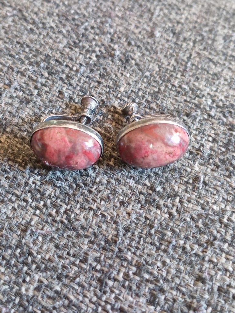 Aretes Vintage Sterling Silver 925 Con Piedra Original 