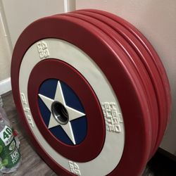 ONNIT Captain America Limited Edition 45 LB Pound Olympic Weight Plates : (4 ) Super Rare Avenger LIKE NEW Prices Listed At The Bottom 👇👇👇👇