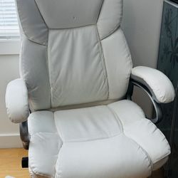 Very large White Leather Office Chair 