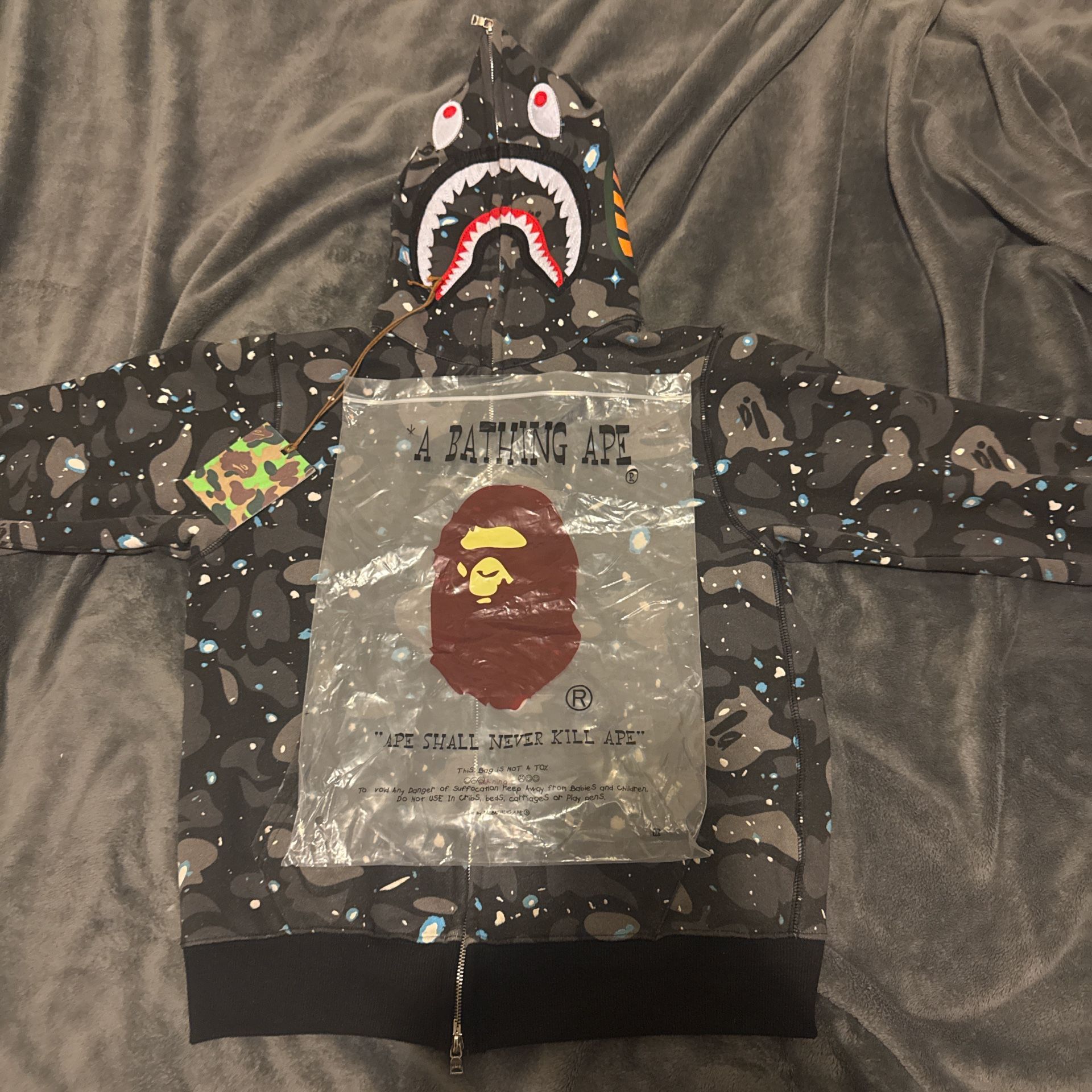 BAPE galaxy black and grey full zip hoodie
