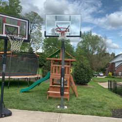 Goaliath 54 inch in ground basketball hoop, adjustable basketball court 