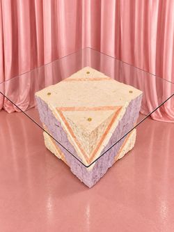 Stone Tessellated accent Table with Glass Top