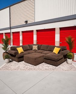 Beautiful Brown Sectional Couch & Ottoman - Delivery Included