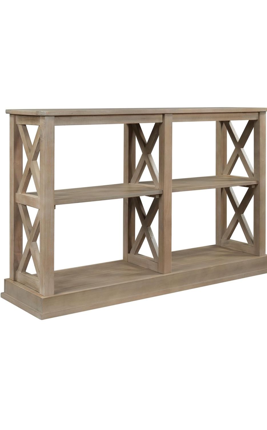 Console Table with 3-Tier Open Storage Spaces and X Legs, 