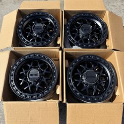 New KMC 549 GRS All Black 17” Off-Road Wheels for 8x180 GMC Sierra Chevy Silverado 2500 and 3500 HD