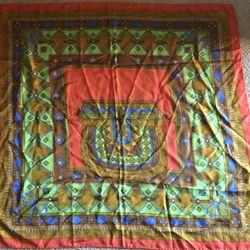 Used perfect condition LONGCHAMP Paris 100% Silk Scarf Made in Italy (34”)