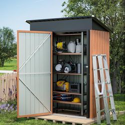 5x3 Ft Outdoor Storage Shed, Small Compact Metal Shed for Bike Tool Storage Lockable Door, Air Vents, Patio Utility, Tool Storage,Metal Shed, For Gard