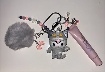 Kuromi mechagodzilla lip balm key chain