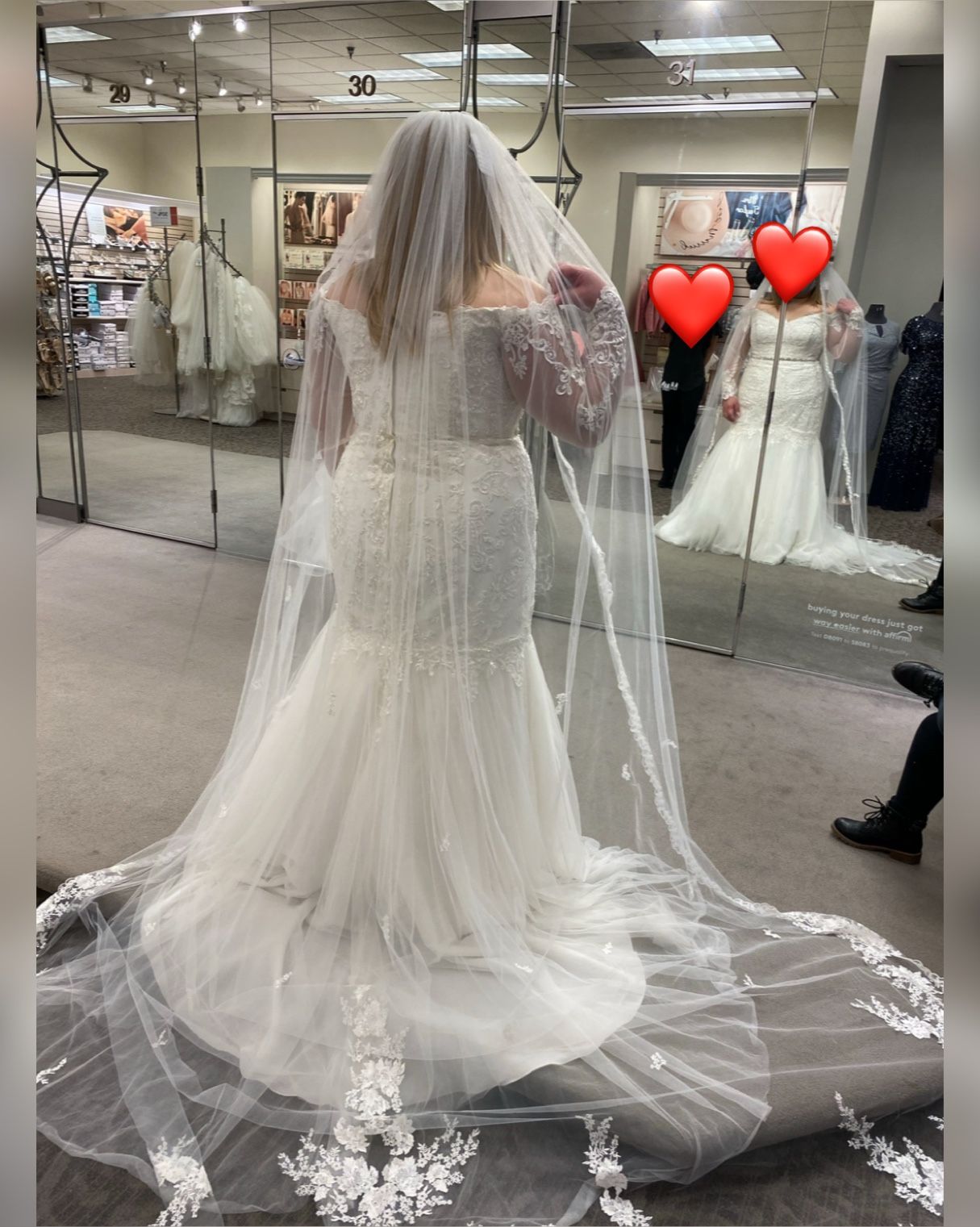 David's Bridal Wedding Dress Ivory Long Sleeve Brand New
