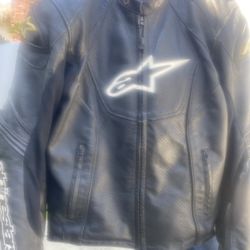 Alpinestars GP Motorcycle Riding Racing Black Leather Jacket Elbow Pads Size 42