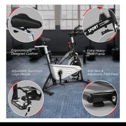 Costway - 30Lbs Stationary Training Bike Exercising Bicycle W/Monitor Gym - Black/Silver