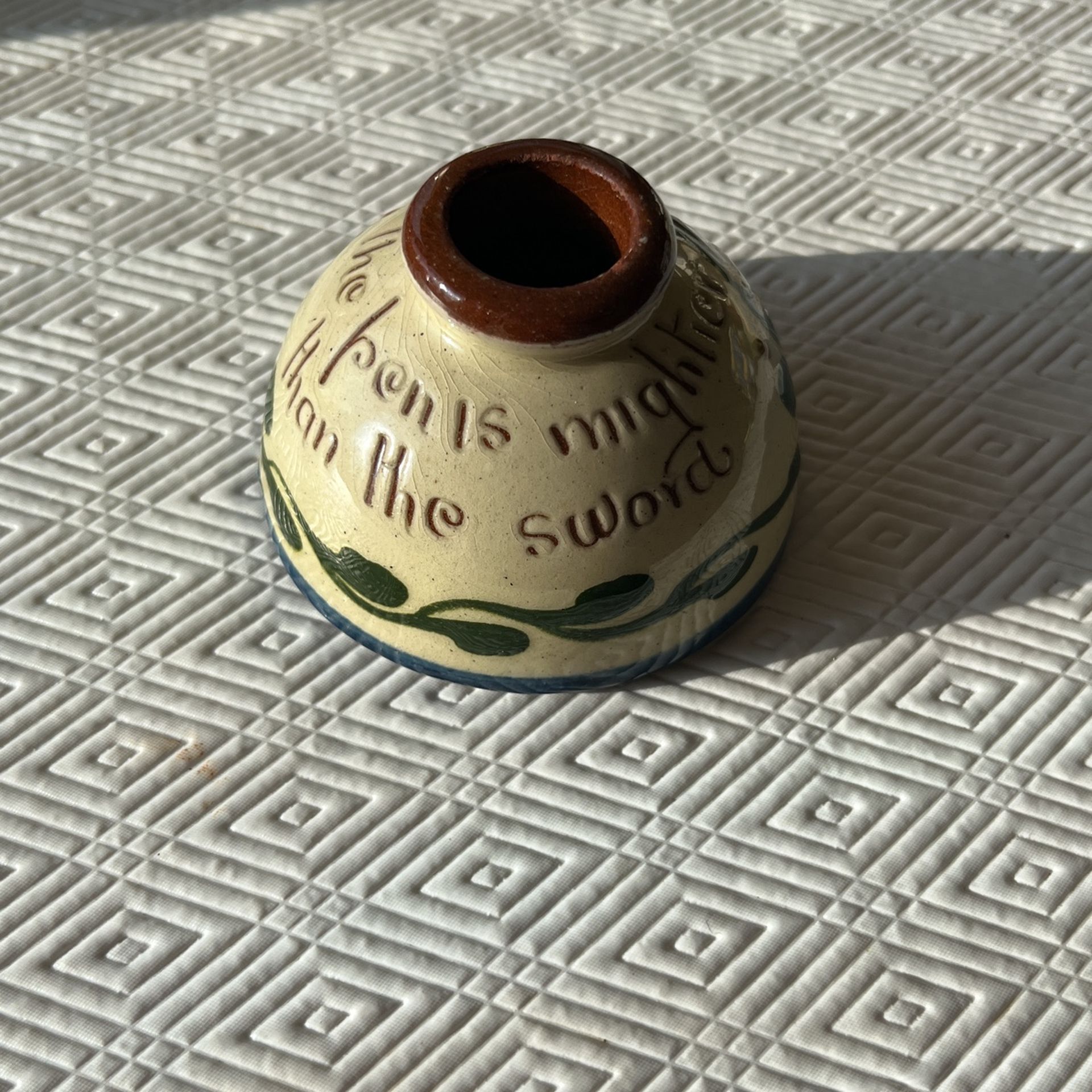 Antique Devon Motto Ware Shandy inkwell