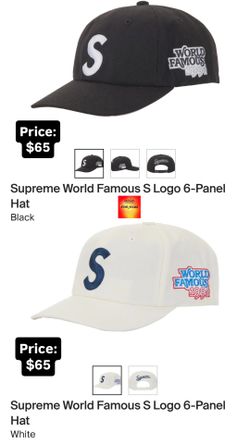 Supreme World Famous S Logo 6 Panel Hat black/white