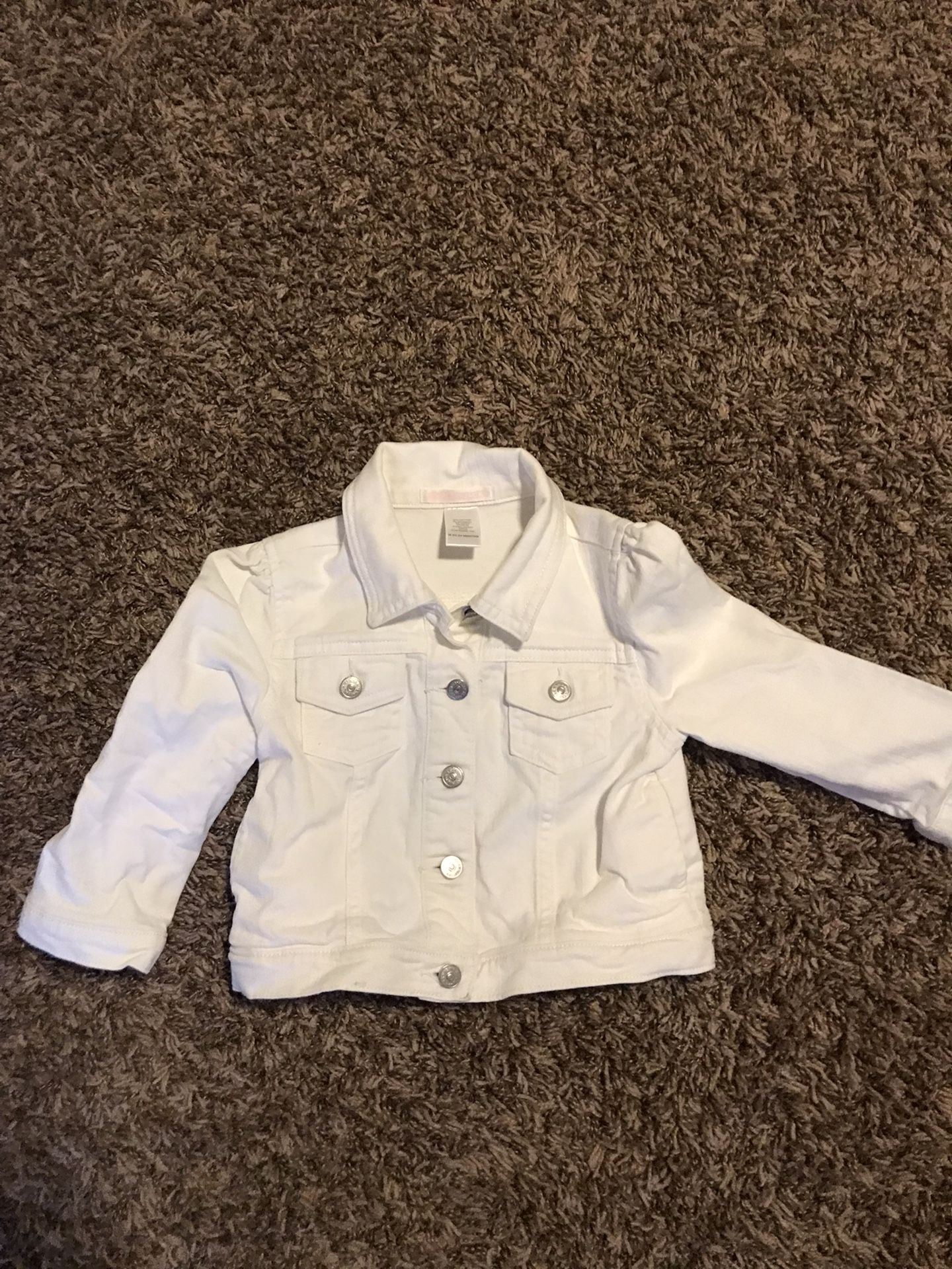 Janie And Jack Girls White Denim Jacket 18-24 Months