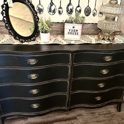 Black Antique 8 Dr Farmhouse Dresser / Sideboard 