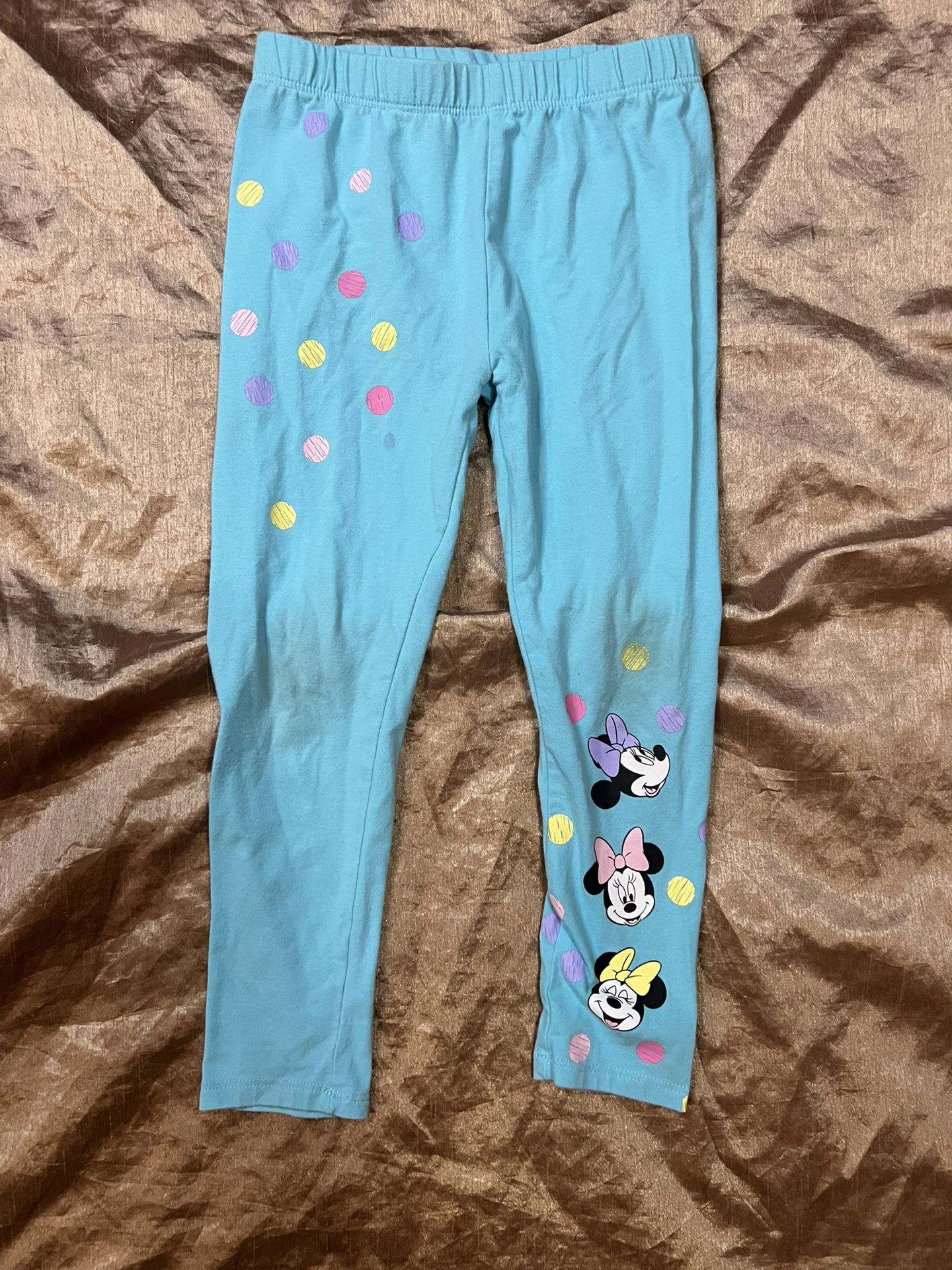Disney Junior Minnie toddler girl size 5 turquoise Minnie Mouse polka dots leggi