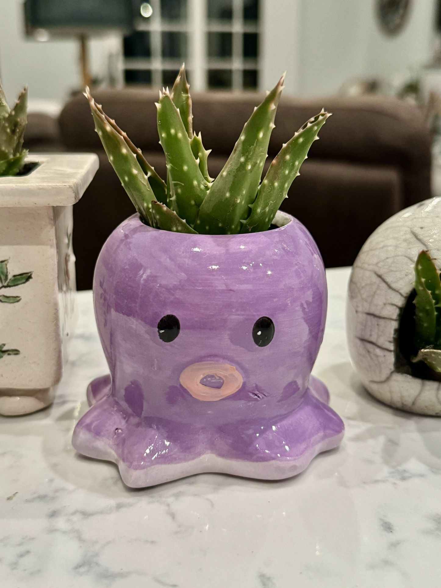 π Very Cute Octopus Ceramic Planter π w Succulent πͺ΄