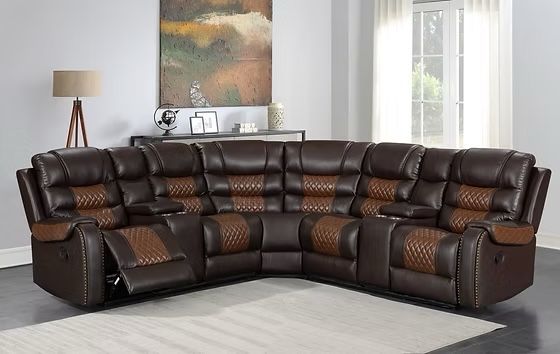 New Brown Leather Recliner Sectional Sofa