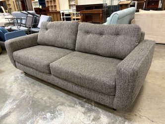 SOFAMASTER Modern Heathered Grey and Brown Track Arm Sofa with Curved Frame