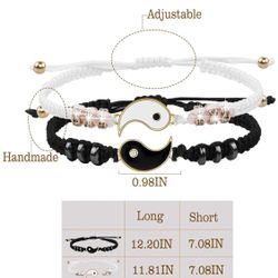 “Sun & Moon” YinYang（Tai Ji) Friend / Couple Bracelet