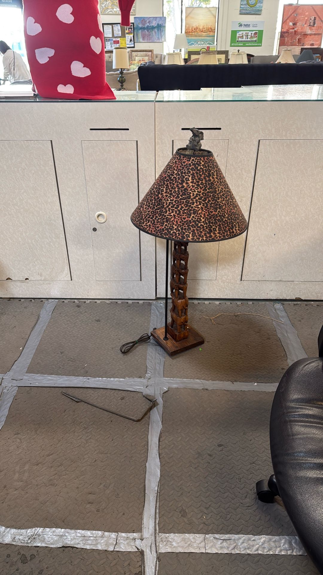 Hand Carved In Thailand Wood Elephant Lamp