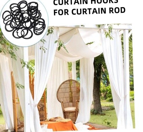 75 pcs Heavy Duty C-Shaped Hooks for Sunshade Curtains, Black