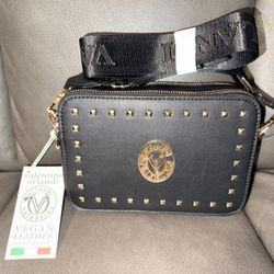 Valentino Orlandi Black Square Studded Crossbody