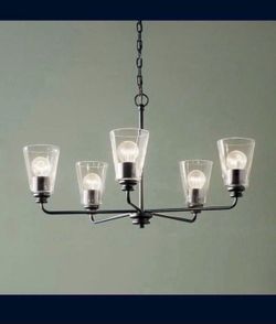 New in Box 5-Light Chandelier with Clear Glass in Black