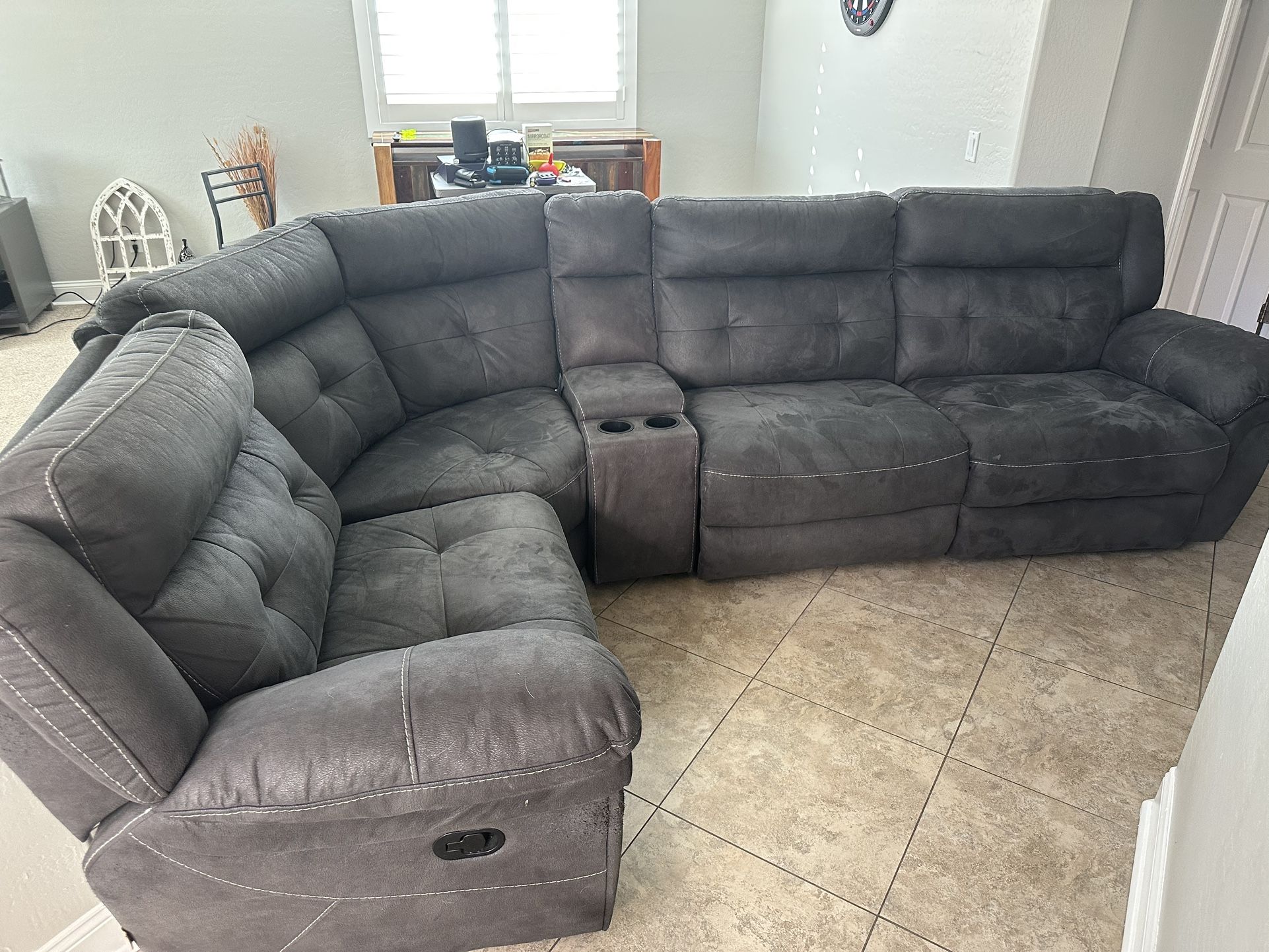 Grey sectional Reclining Couch
