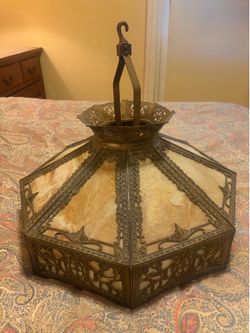 Authentic Slag glass hanging light fixture
