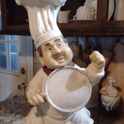 Big Heavy Vintage Chef Decor Sculpture 21" 