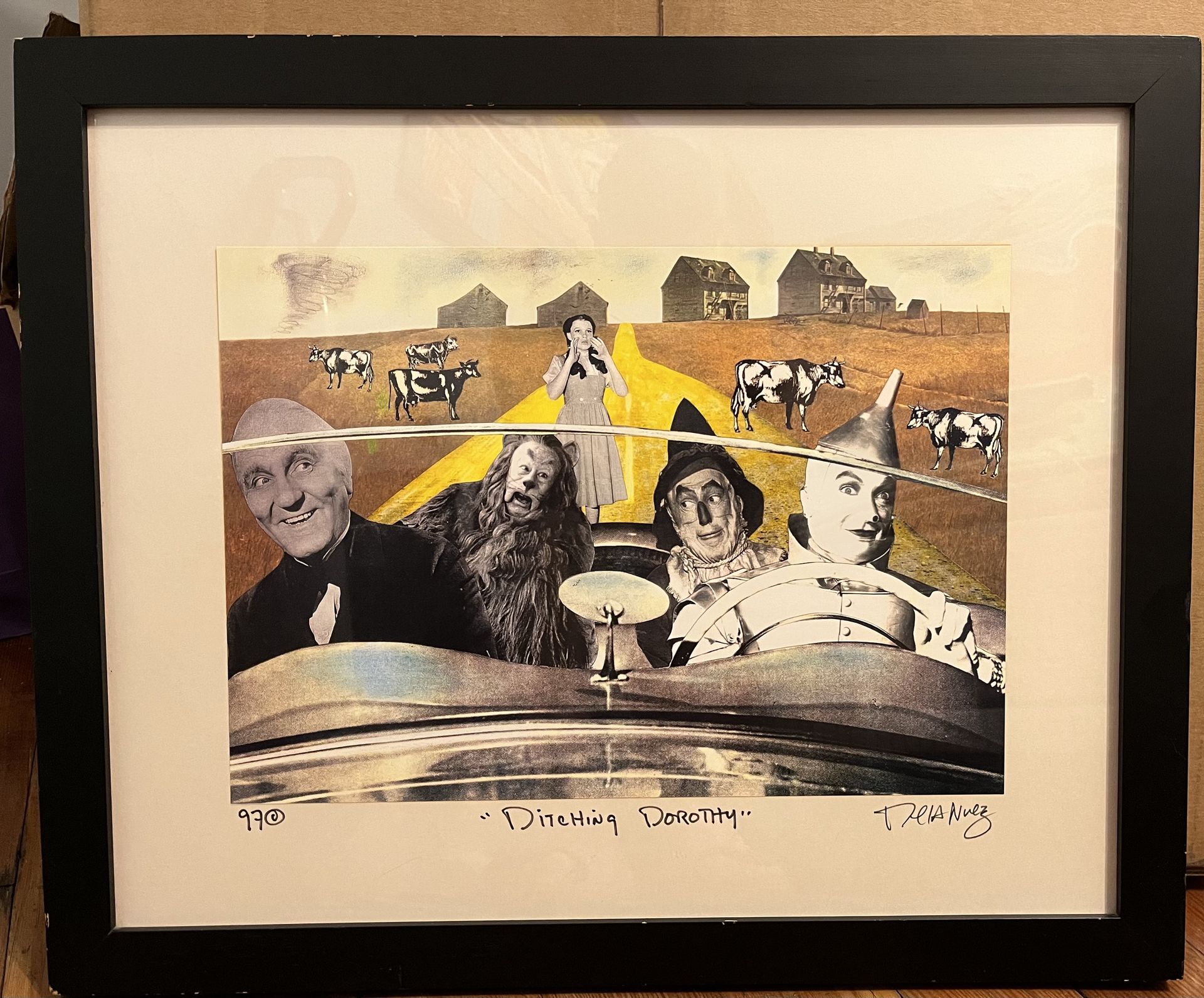 Nelson De La Nuez 1997 Signed "Ditching Dorothy" Wizard of Oz Art Print Framed