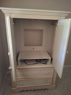 Wooden Standing Dresser with Cable to Connect TV