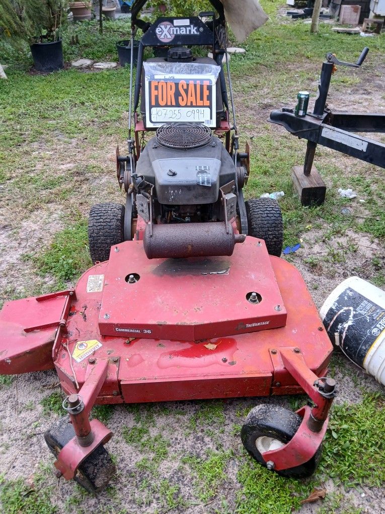 Red Standing Lawn Mower