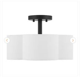 Hampton Bay
Hedgegate 14 in. 3-Light Matte Black Quatrefoil Semi-Flush Mount with Linen Shade