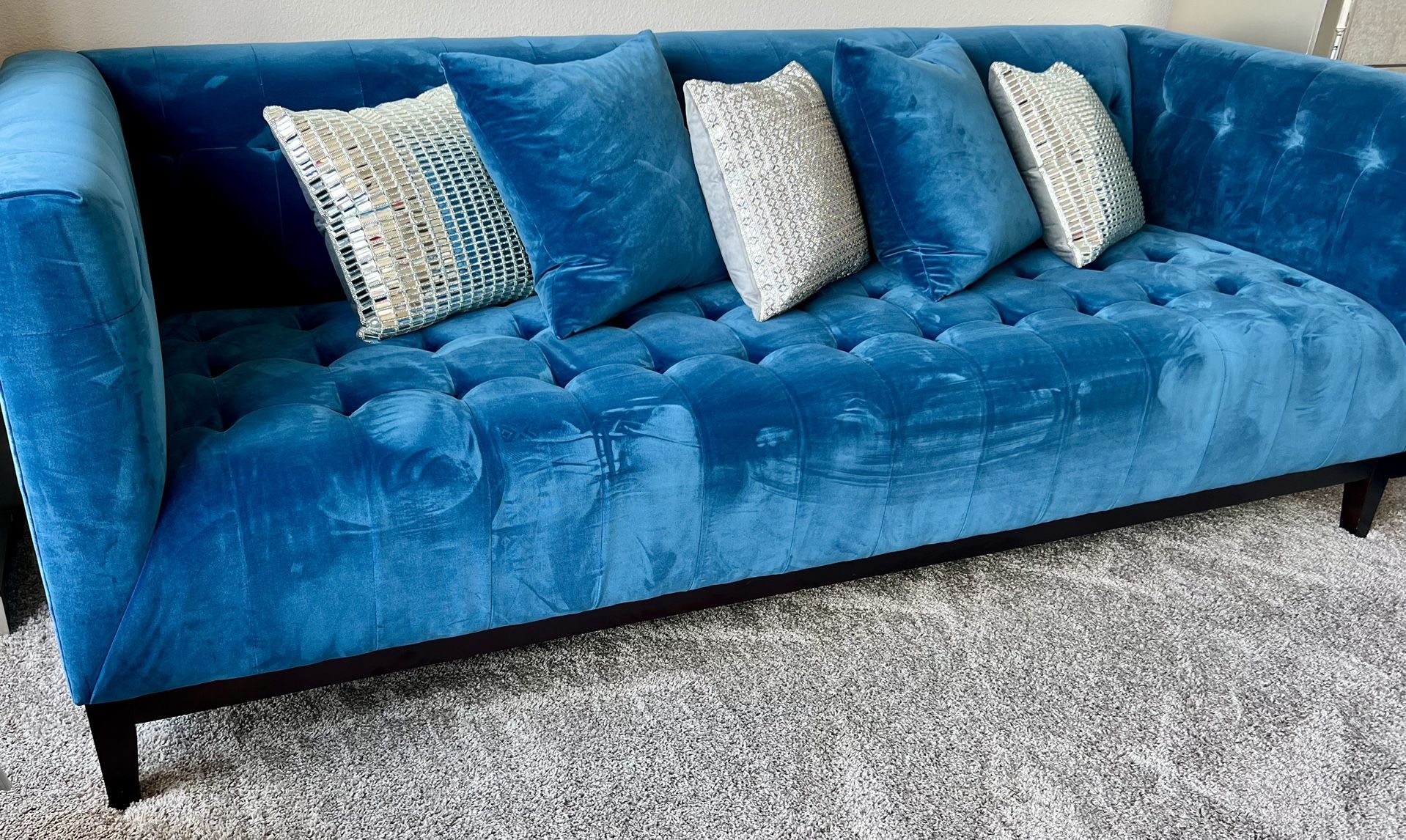 Plush Indigo Blue Tuxedo sofa for Sale!