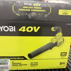 RYOBI 40V 120 MPH 450 CFM Cordless Battery Variable-Speed Jet-Fan Leaf Blower (Tool-Only)