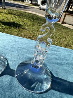 Set of two Crystal Millennium champagne glasses 