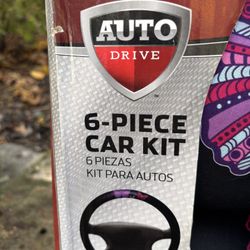 6 Pc Auto Car Kit-Seat Covers And More (New)