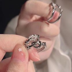 New heart kiss fingertip 520 heart ring female ins niche design light luxury versatile high-end opening couple ring