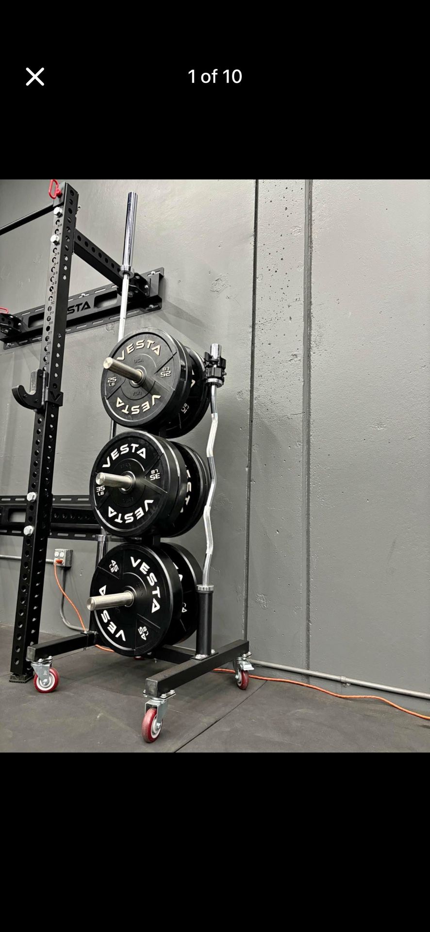 BUNDLE: Weight Tree / Bumper Plate Set 260 Ib / EZ Curl Bar / Advanced Olympic Barbell / Collars