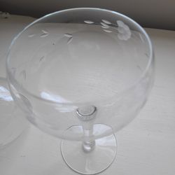 PRINCESS HOUSE Heritage Burgundy Wine Balloon Stems (2)crystal glasses Barware MCM boho Shabbychic