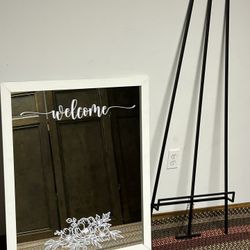 Large Welcome Mirror With Metal Easel